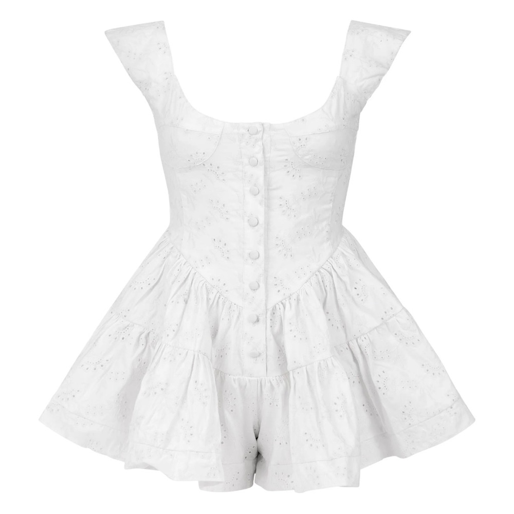 THE ELISABETH ROMPER DRESS -
WHITE EYELET - Picture 6 of 7